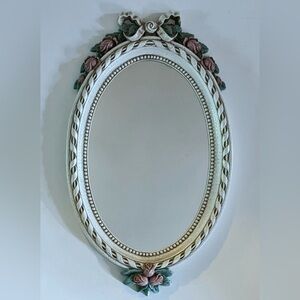 HOMCO BURWOOD Vintage Oval Mirror with Floral Accents